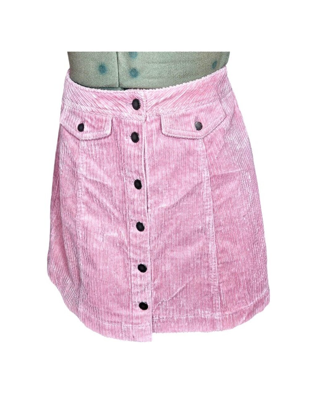 Junior's Divided Y2K pink ribbed textured corduroy cotton low rise mini skirt 8